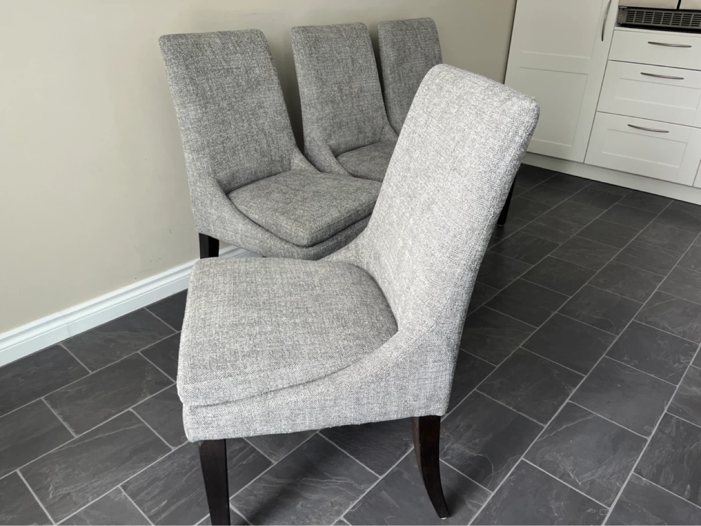Set of 4 Grey Upholstered Dining Chairs - photo 2