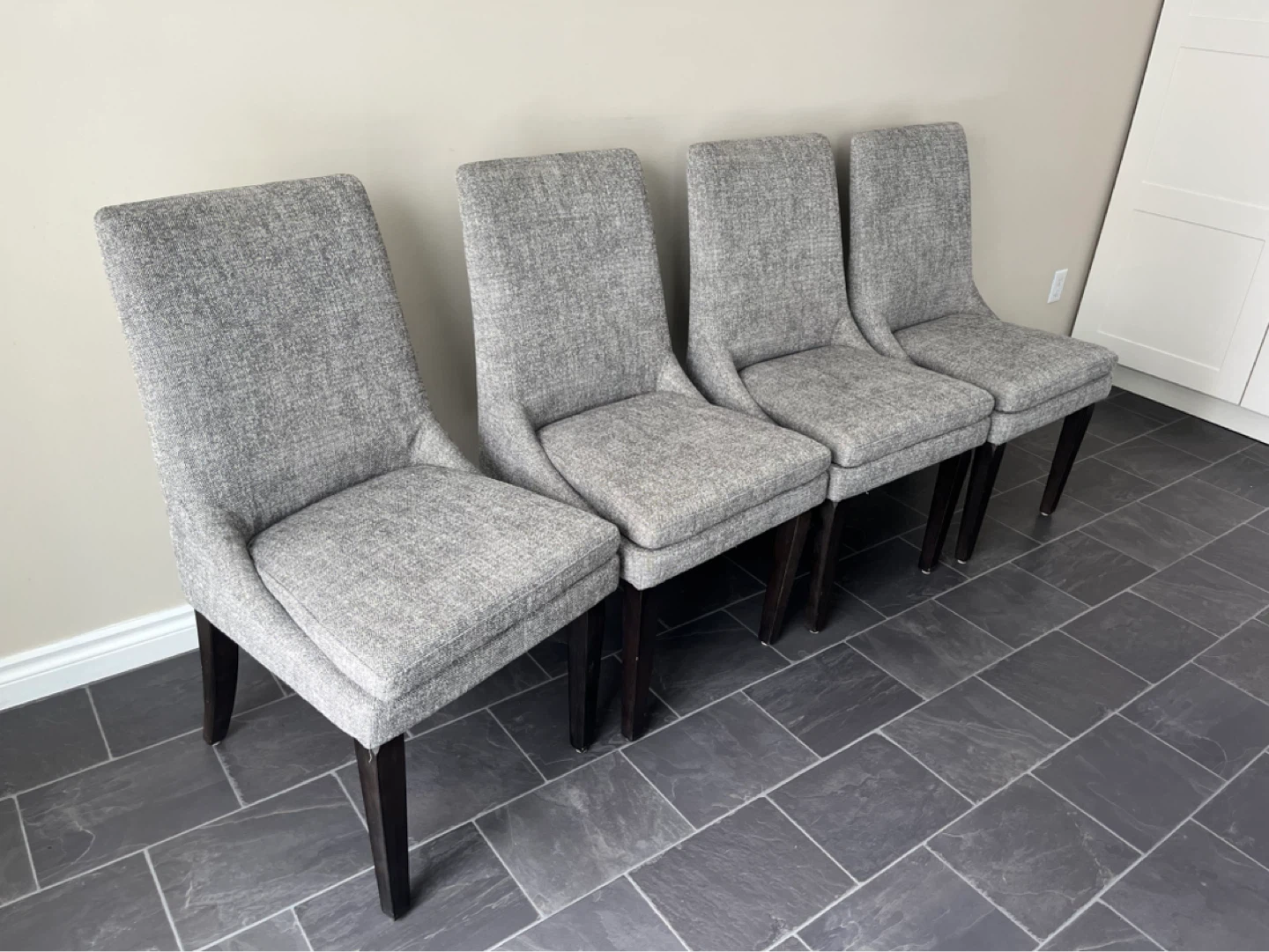 Set of 4 Grey Upholstered Dining Chairs