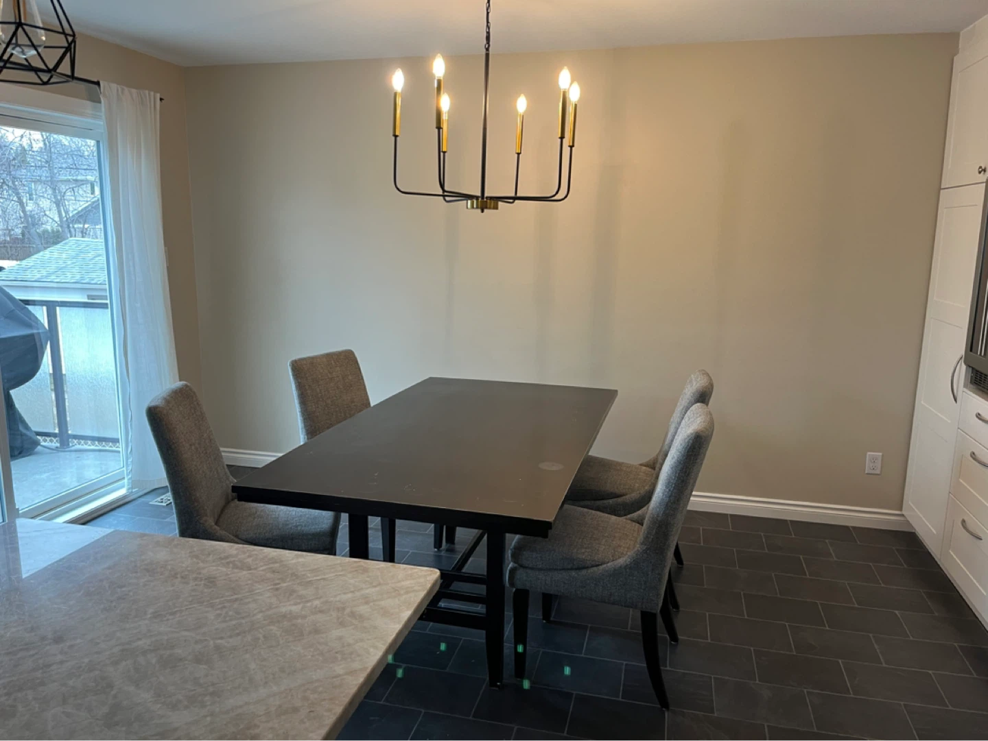 Set of 4 Grey Upholstered Dining Chairs - photo 4