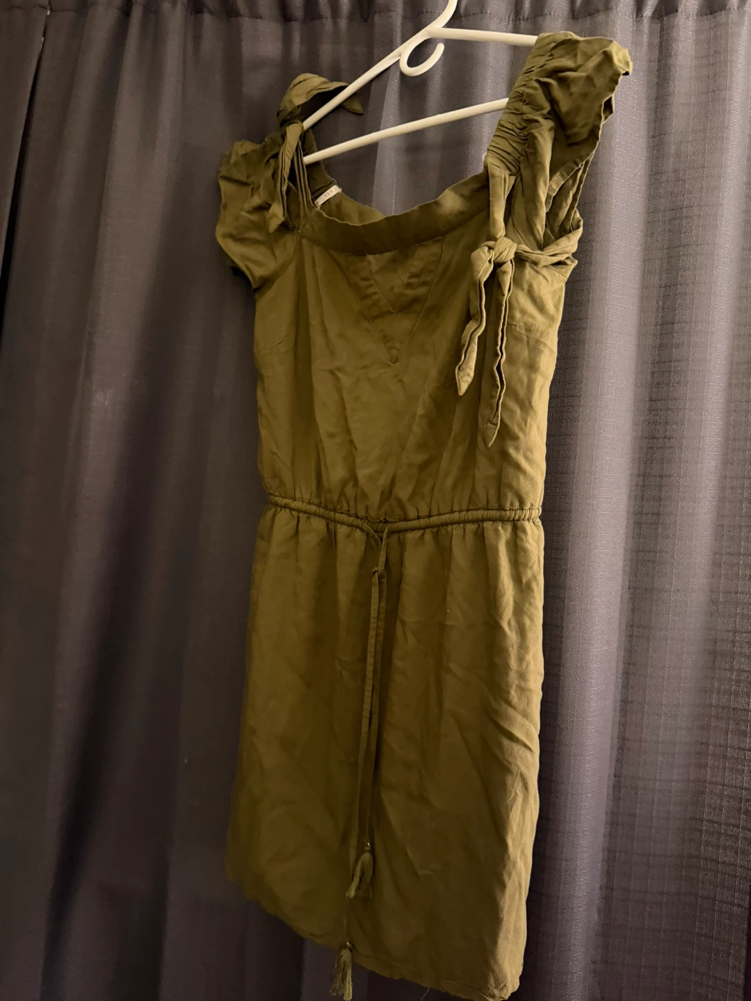 Guess Olive Green Drawstring Dress - Size M