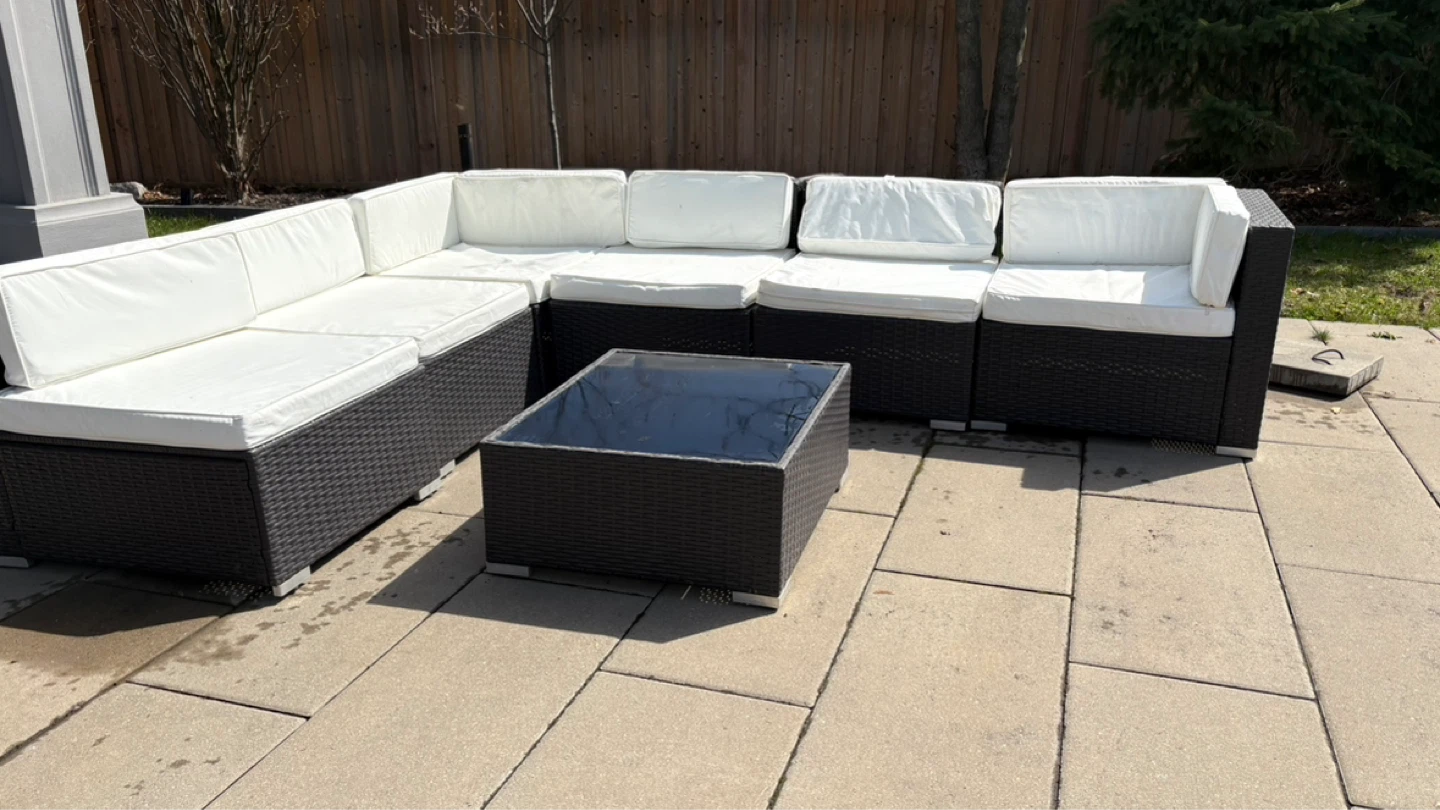 Wicker Patio Sectional Sofa with Coffee Table - photo 4