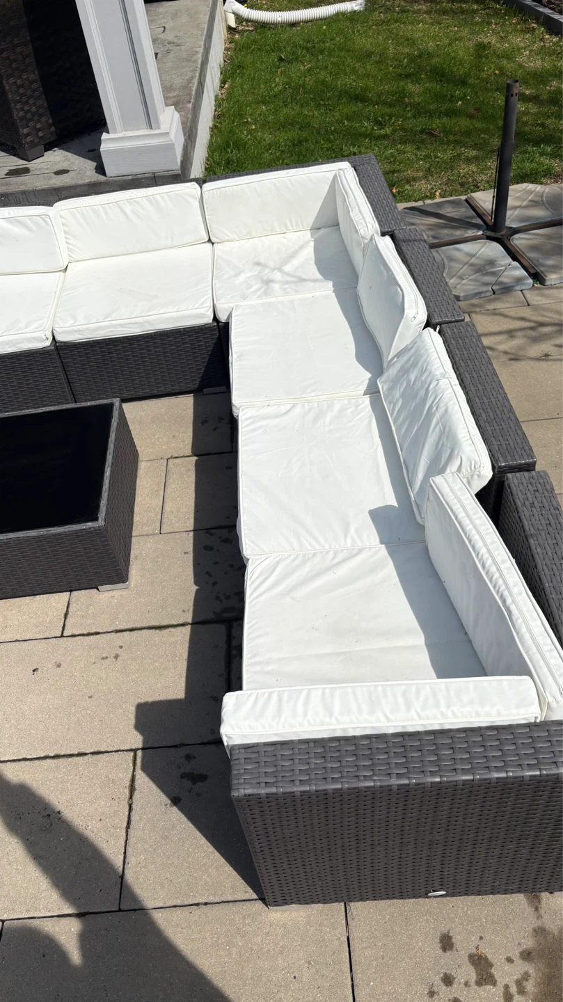 Wicker Patio Sectional Sofa with Coffee Table