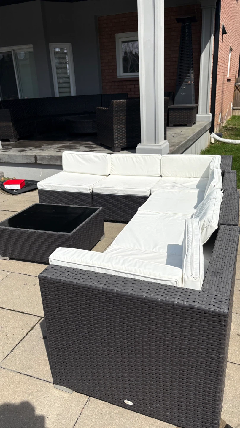 Wicker Patio Sectional Sofa with Coffee Table - photo 3