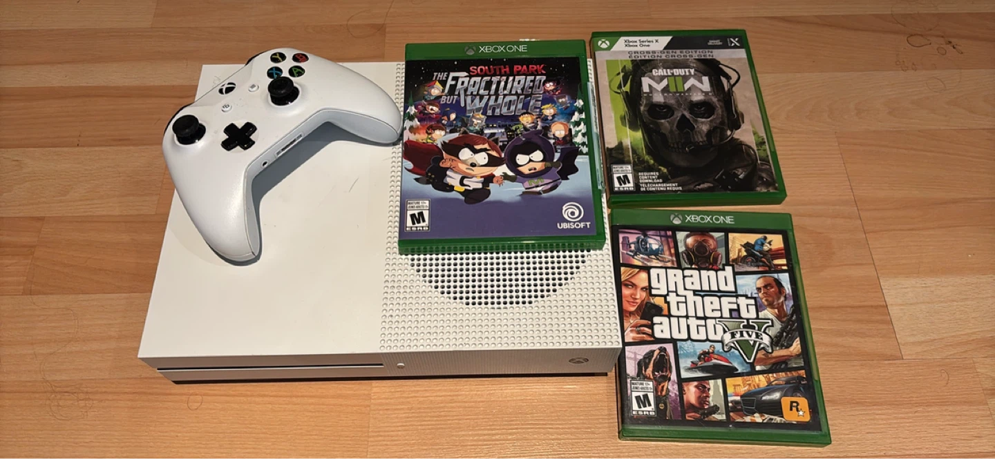 Xbox One S Console with Controller and Games