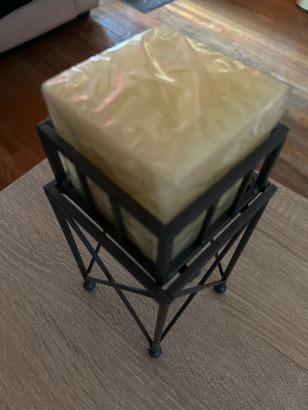 Square Pillar Candle Holder with Decorative Metal Stand - photo 5