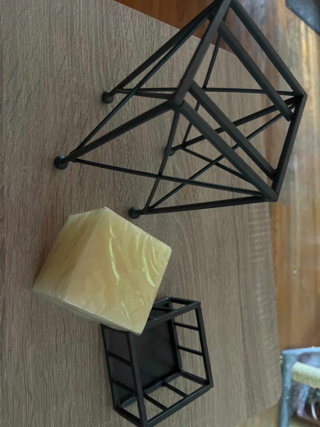 Square Pillar Candle Holder with Decorative Metal Stand - photo 4