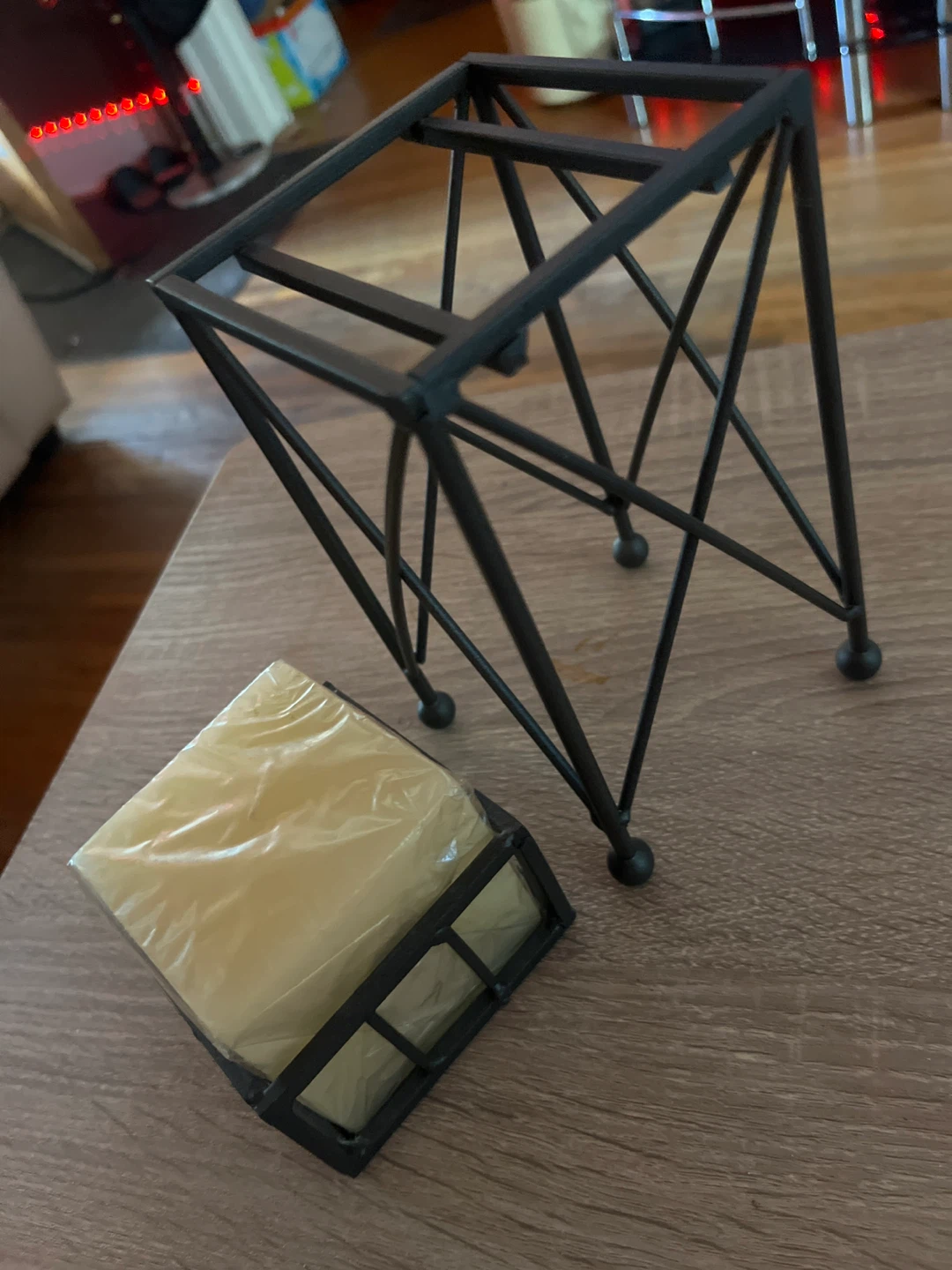 Square Pillar Candle Holder with Decorative Metal Stand - photo 3