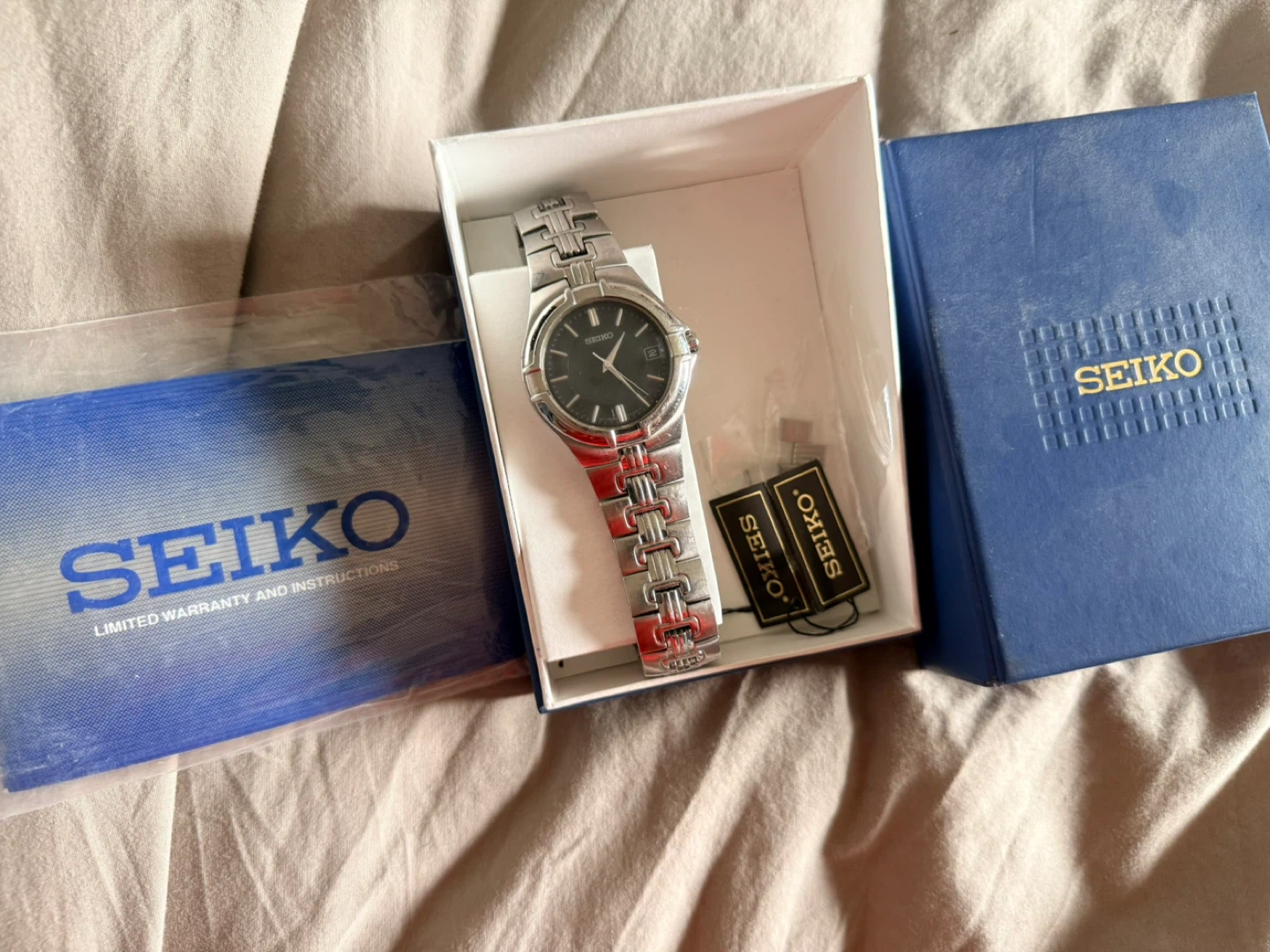 Seiko Stainless Steel Watch with Original Box and Papers
