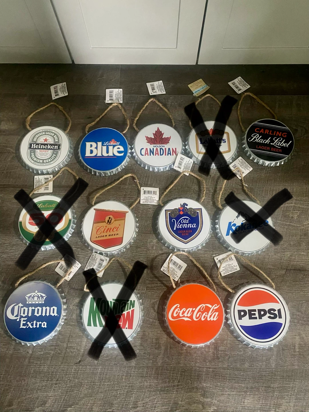 Bottle Cap Wall Decor - Coca-Cola, Pepsi, Corona