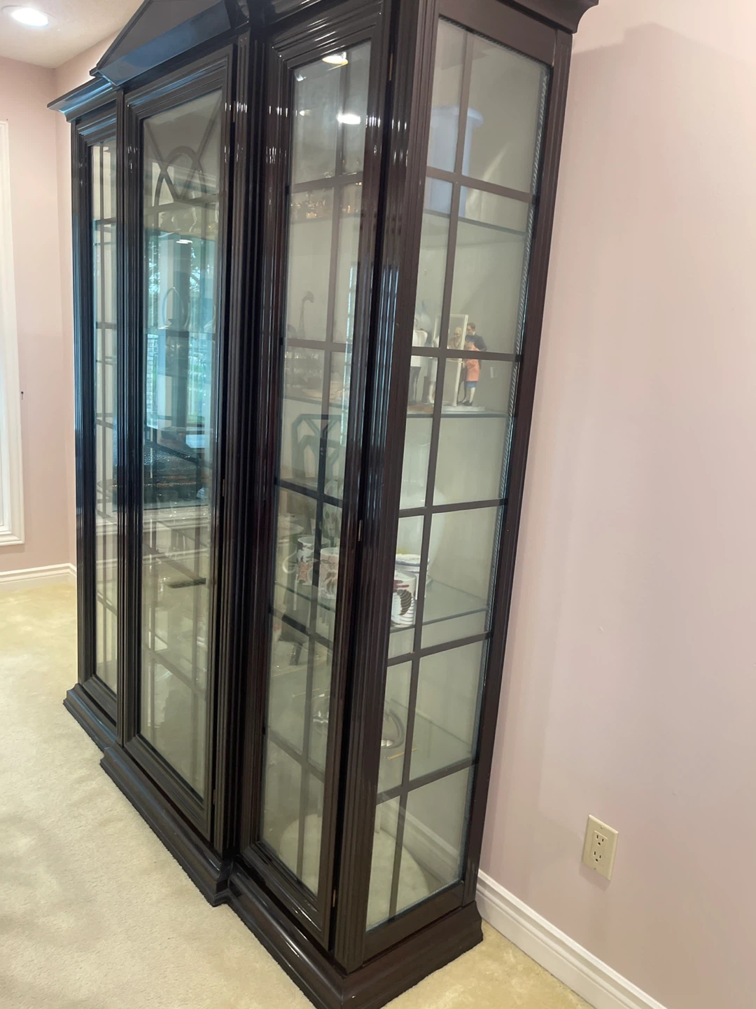 Dark Wood mahogany China Cabinet with Glass Doors - photo 4