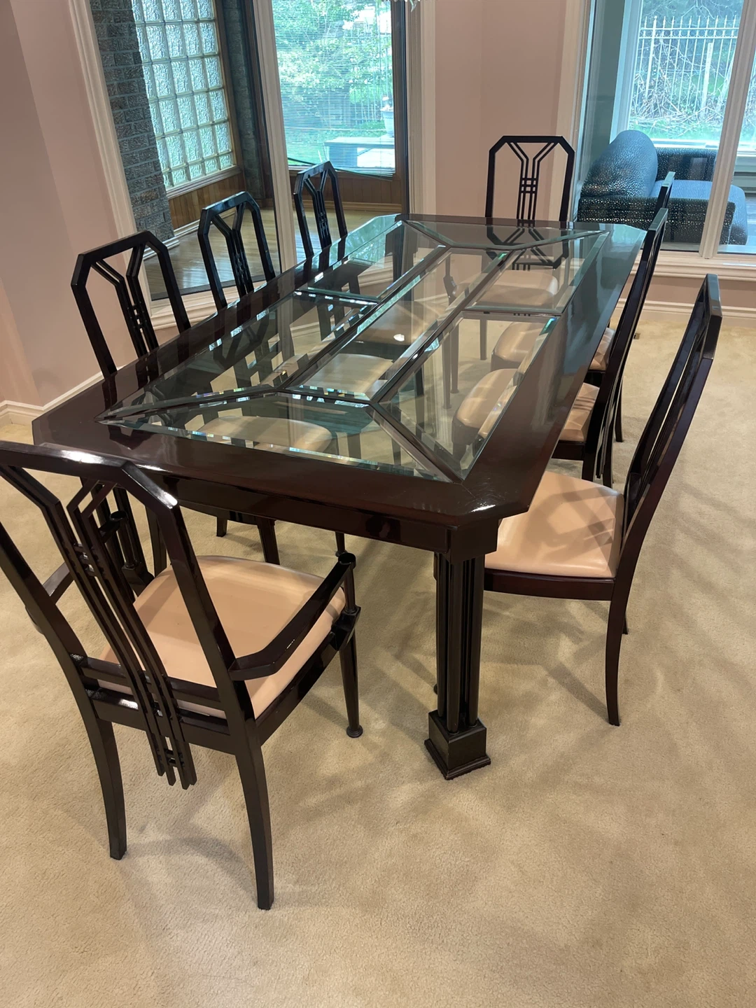 Dark Wood mahogany China Cabinet with Glass Doors - photo 5