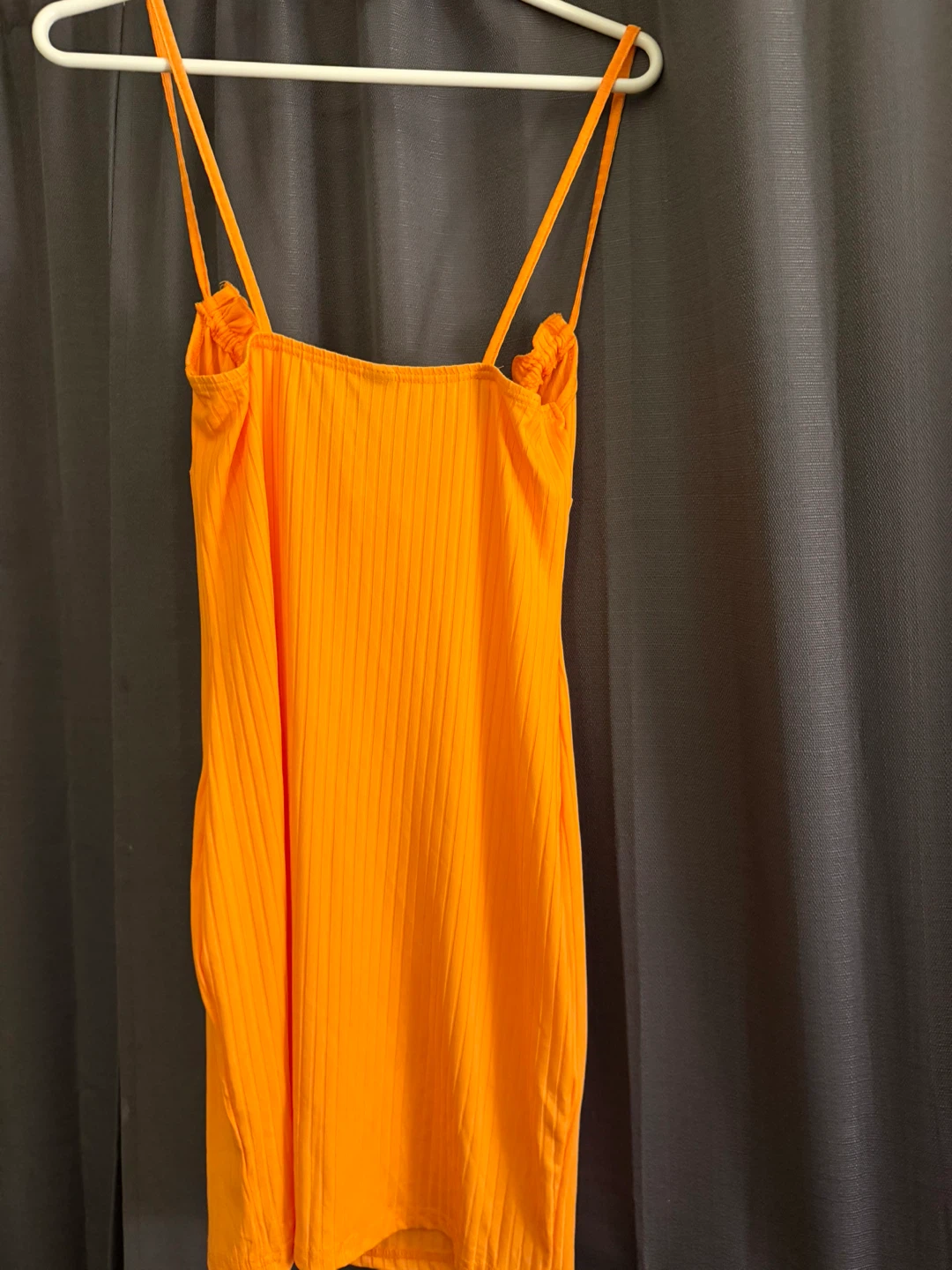 SHEIN Orange Ribbed Mini Dress with Tie Front - photo 2