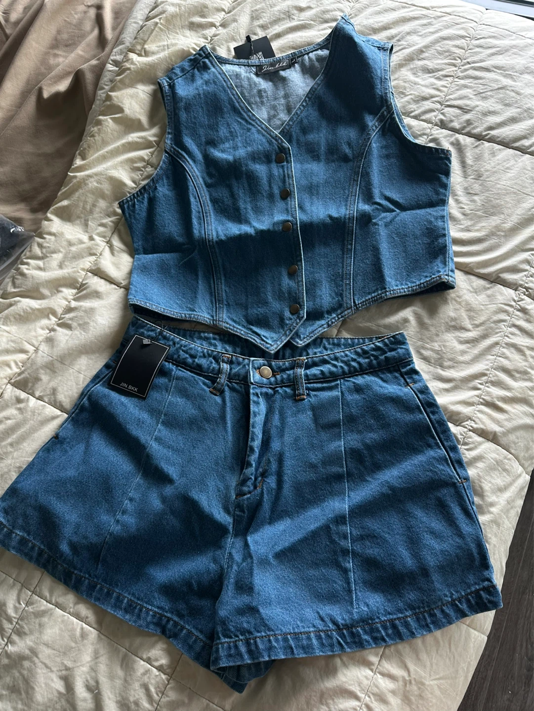 JIN BKK Denim Vest and Shorts Set - photo 5