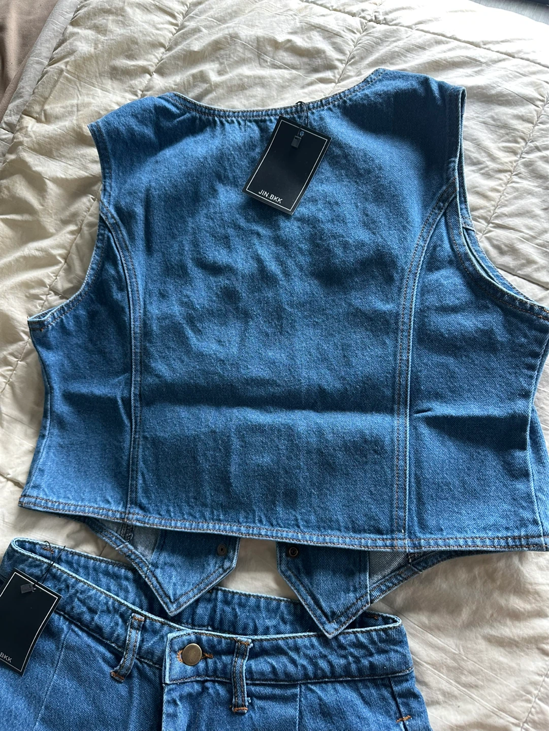 JIN BKK Denim Vest and Shorts Set - photo 4