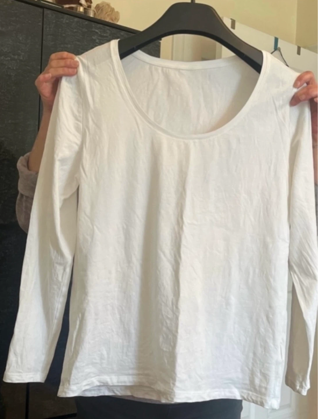 H&M Long Sleeve Scoop Neck Tops (White & Black) - photo 4