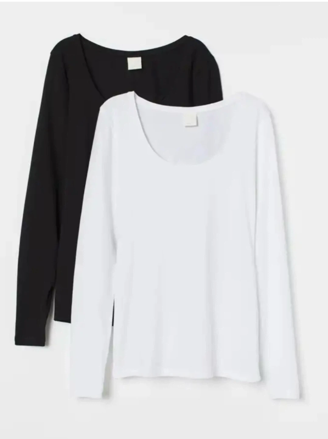 H&M Long Sleeve Scoop Neck Tops (White & Black)