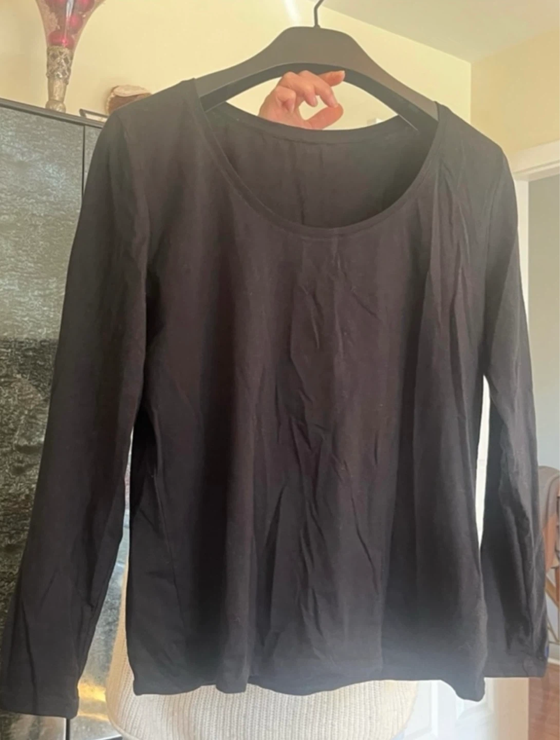 H&M Long Sleeve Scoop Neck Tops (White & Black) - photo 5