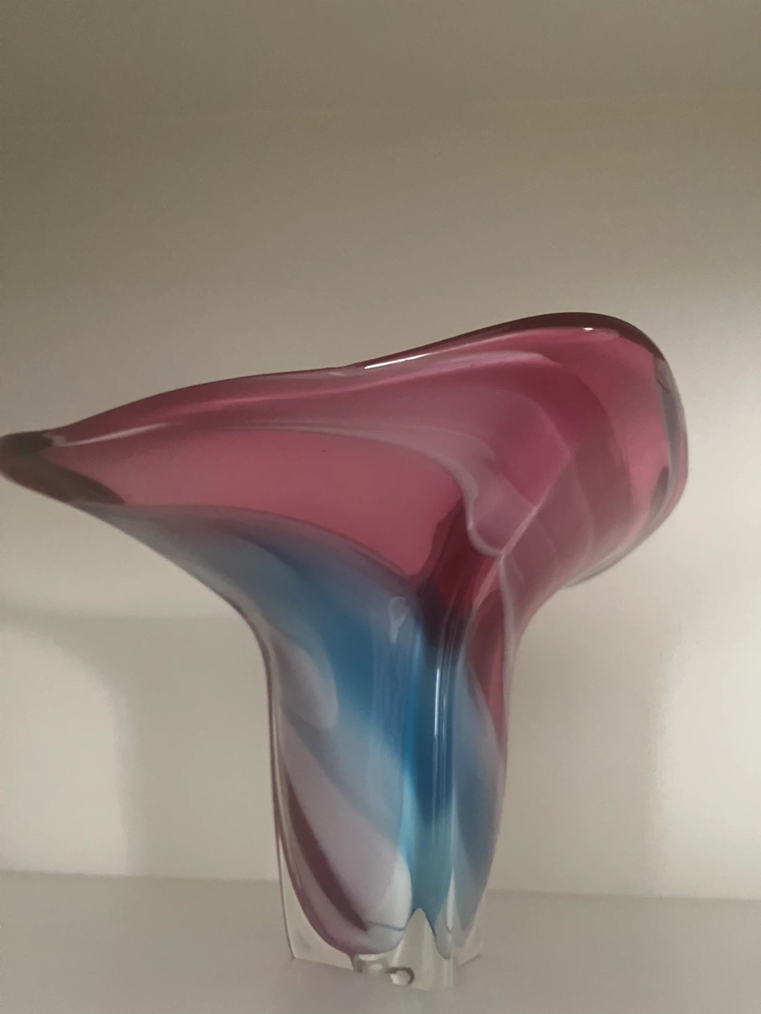 Murano Glass Swirl Vase Pink and Blue - photo 3