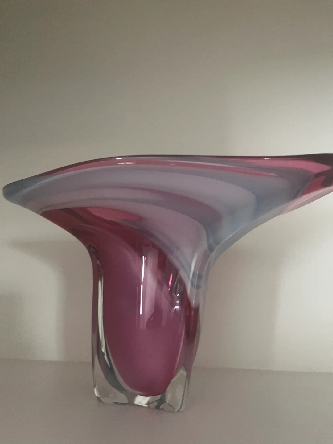 Murano Glass Swirl Vase Pink and Blue