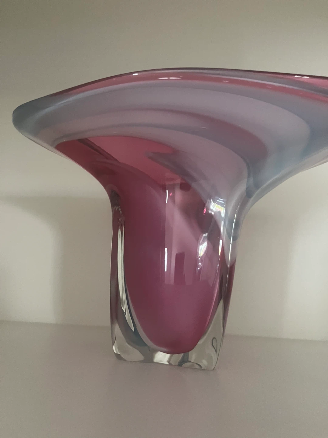 Murano Glass Swirl Vase Pink and Blue - photo 2