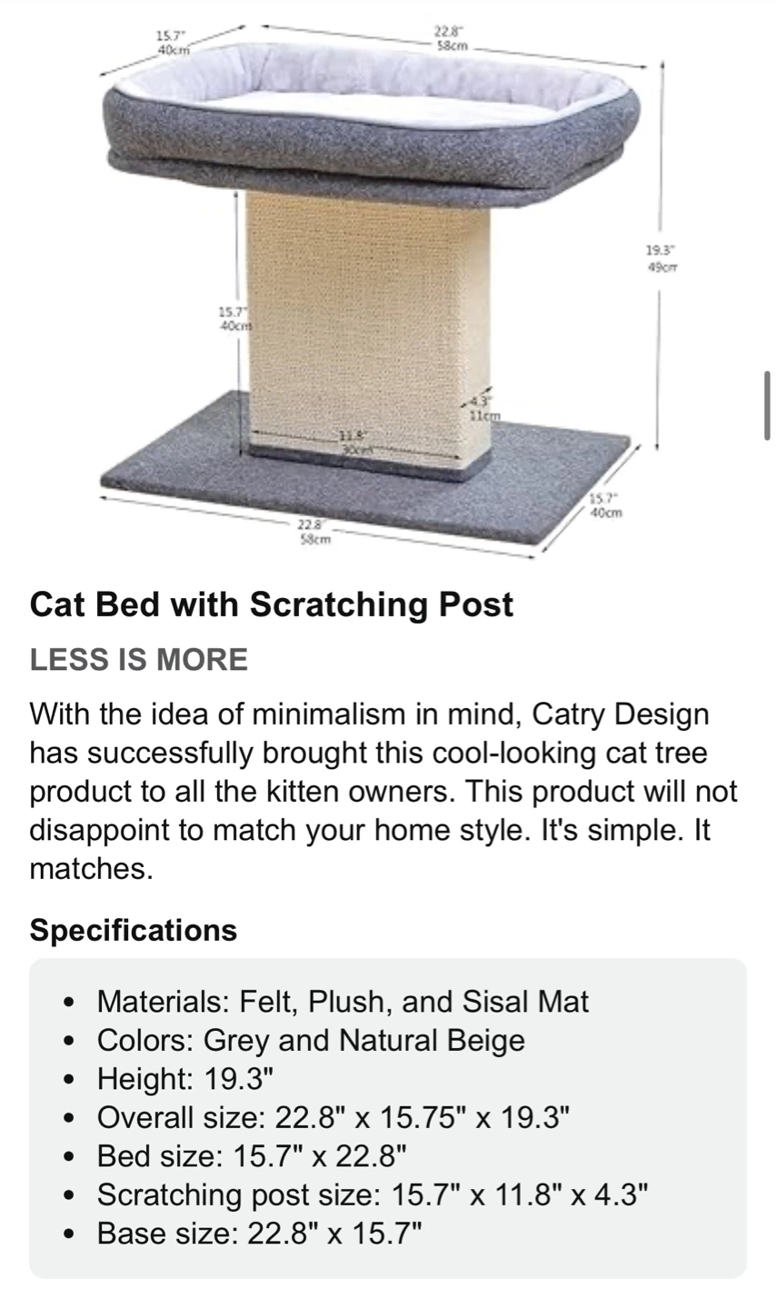 Cat Bed + Scratching Post (Minimalist) - photo 4