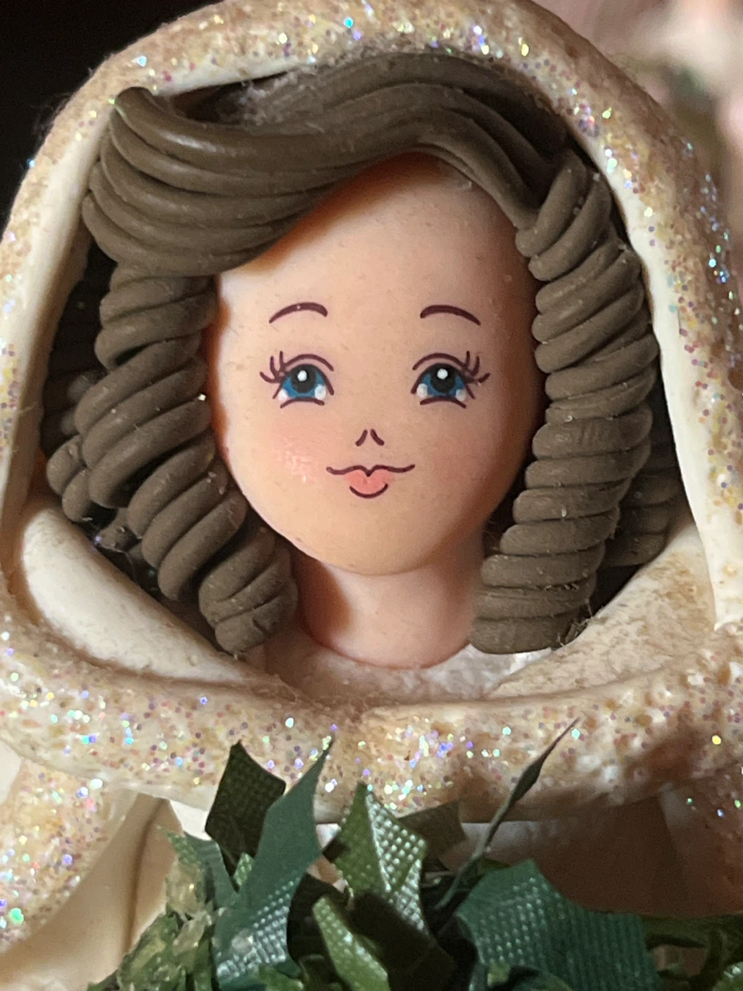 Angel Figurine with Holly Wreath