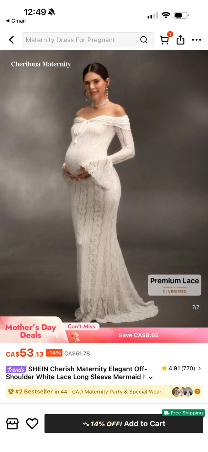 Maternity White Lace Off-the-Shoulder Maxi Dress - photo 3