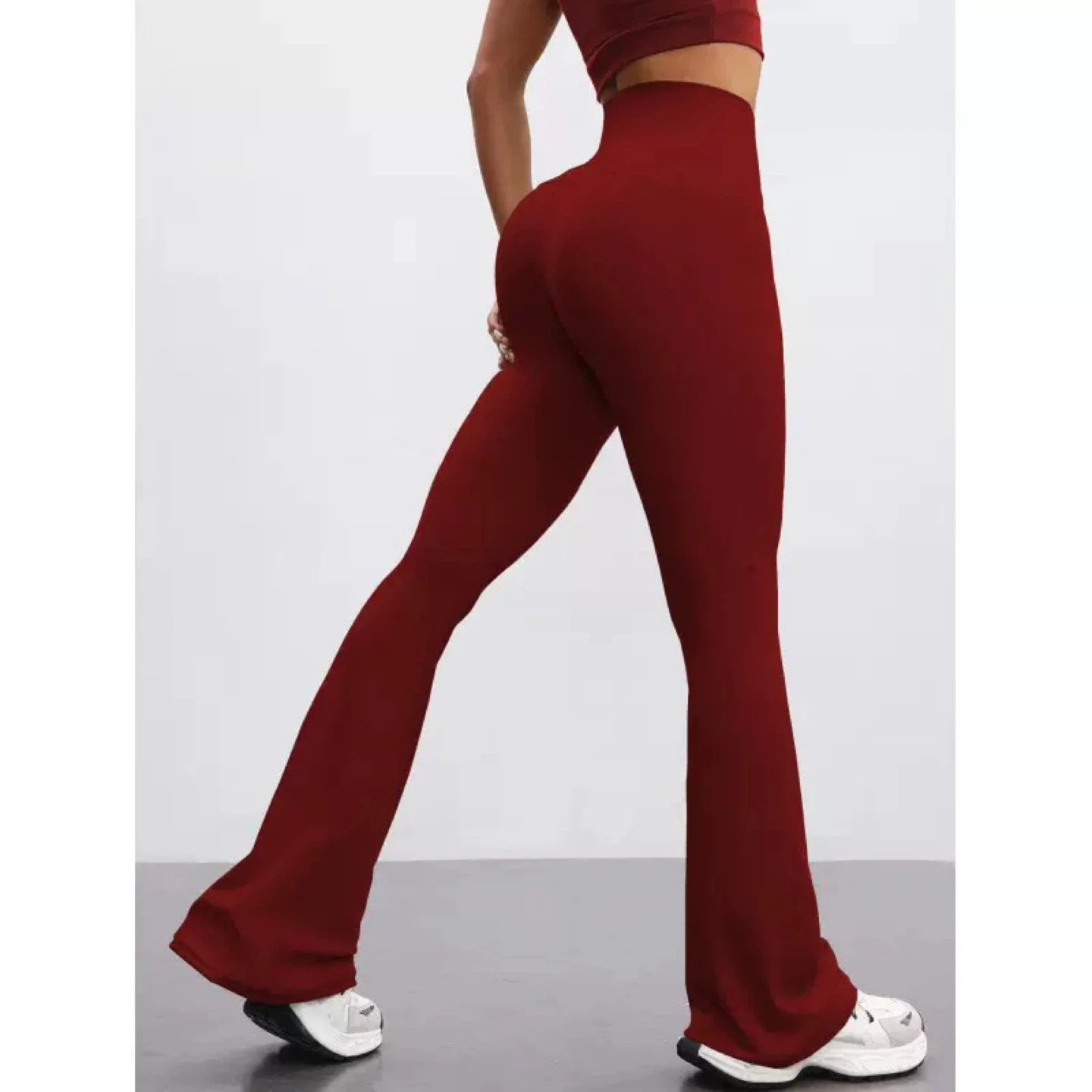 Flared Leggings - Red & Sage Green - photo 4