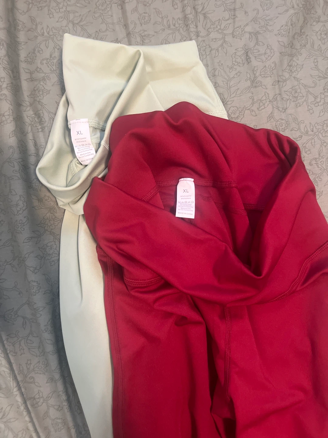 Flared Leggings - Red & Sage Green - photo 2