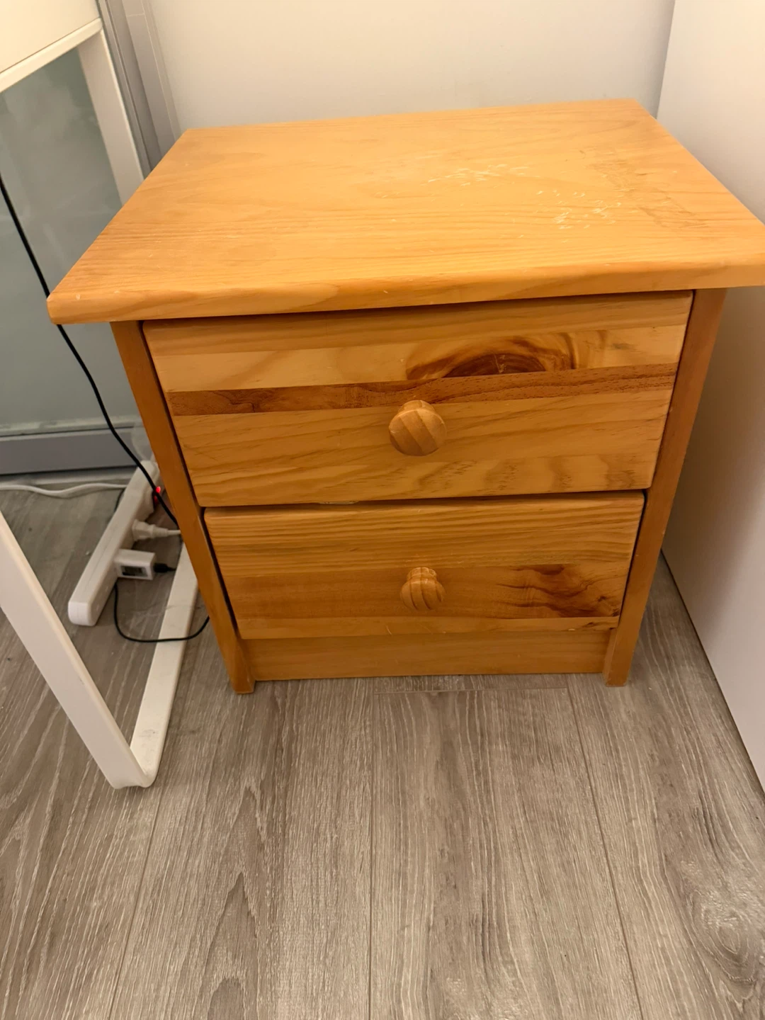 Wooden Nightstand with Two Drawers for kids