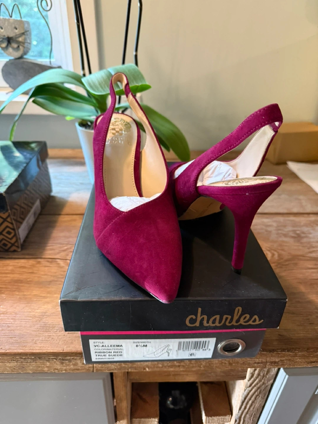 Vince Camuto Women's Ribbon Red Suede Slingback Heels Size 8.5M - photo 3