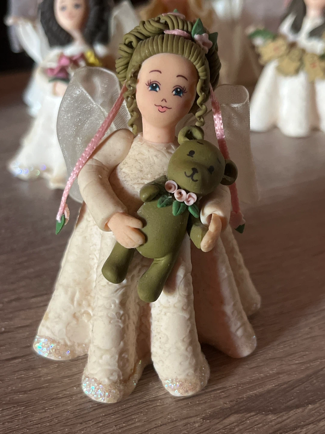 Angel Figurine Holding Teddy Bear - photo 2