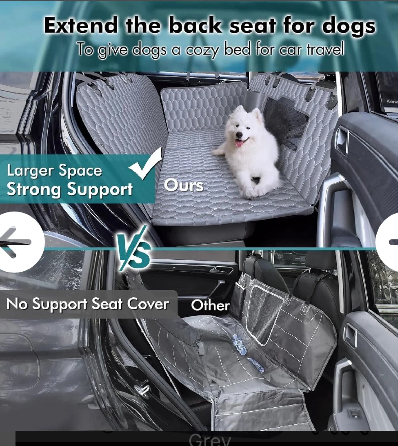 Grey Quilted Dog Car Seat Hammock - photo 2