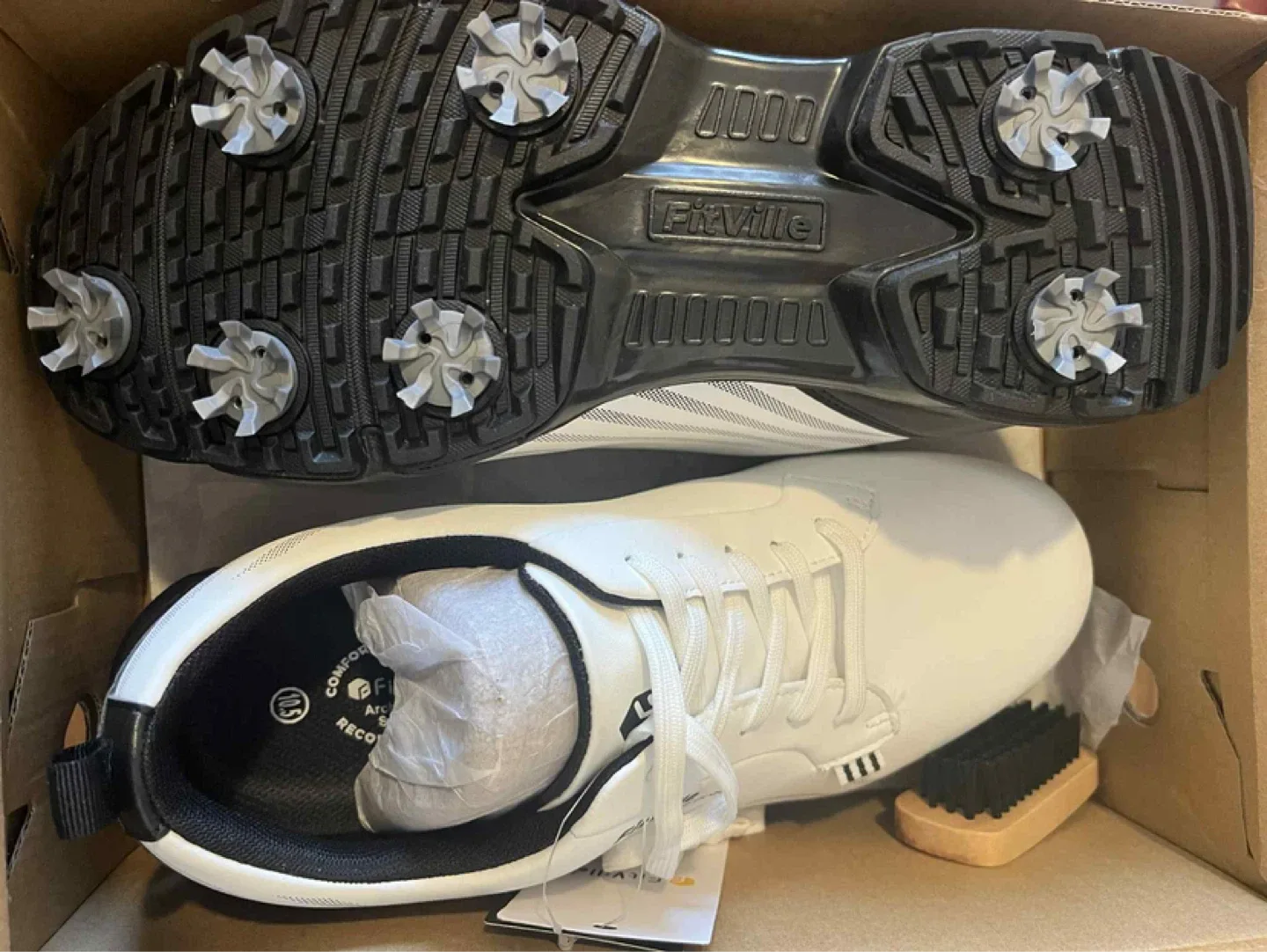 FitVille Golf Waterproof Shoes White Black Size 10.5 - photo 3