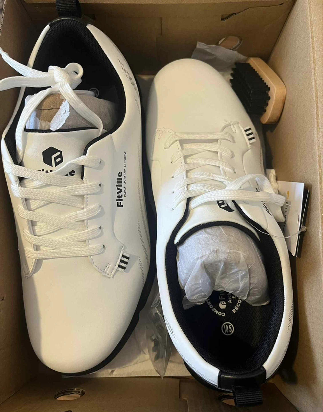 FitVille Golf Waterproof Shoes White Black Size 10.5 - photo 5