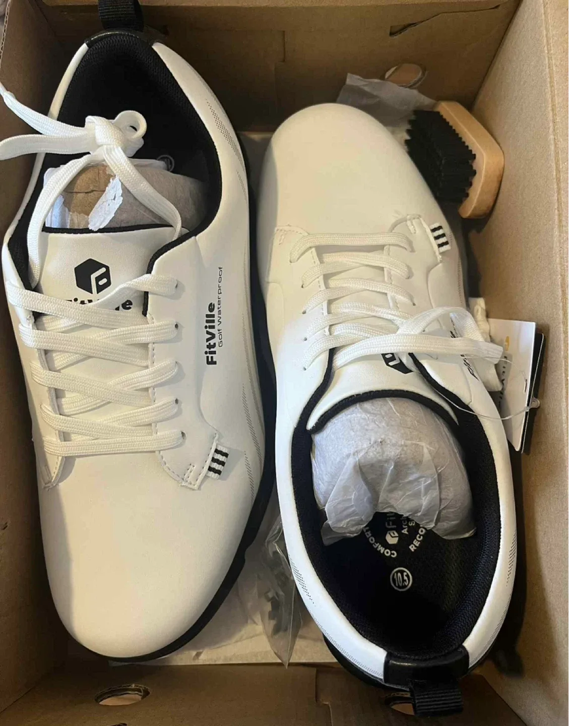 FitVille Golf Waterproof Shoes White Black Size 10.5 - photo 5