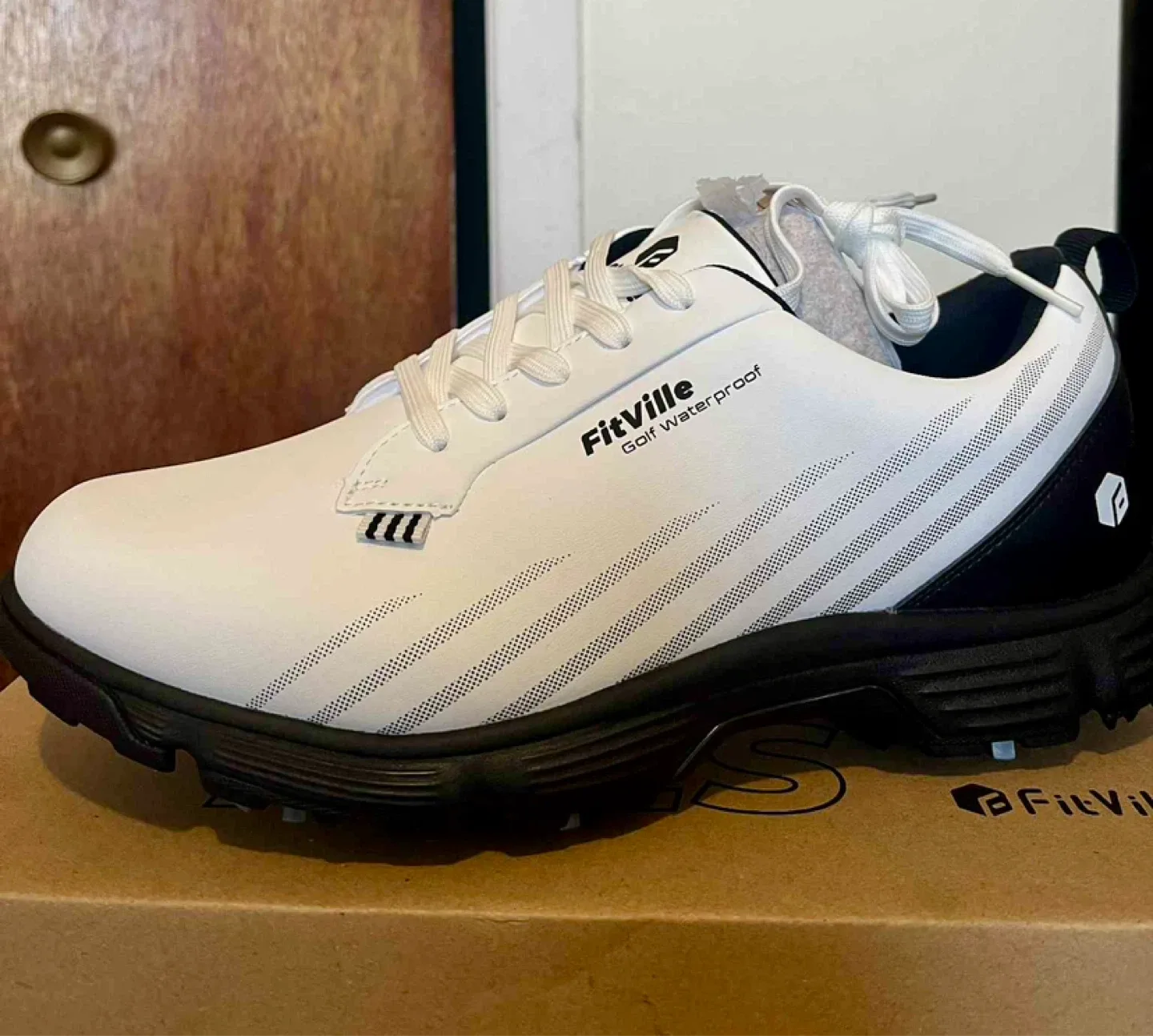 FitVille Golf Waterproof Shoes White Black Size 10.5 - photo 4