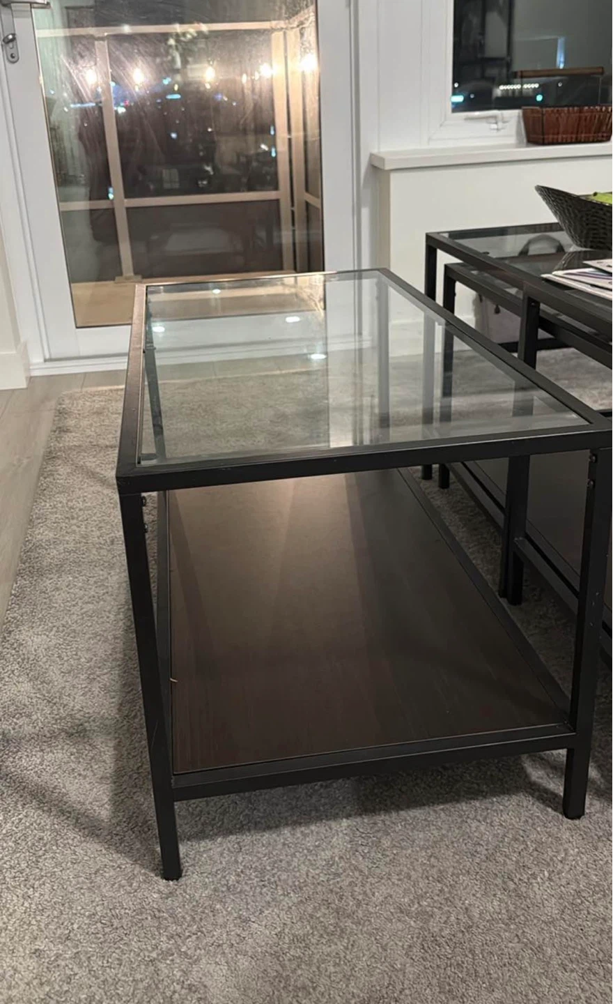 Glass and Metal Coffee Table