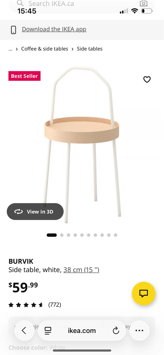 IKEA BURVIK Side Table White - photo 2