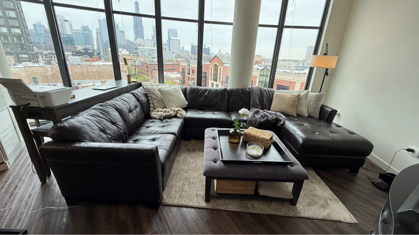 Dark Brown Leather Sectional Sofa