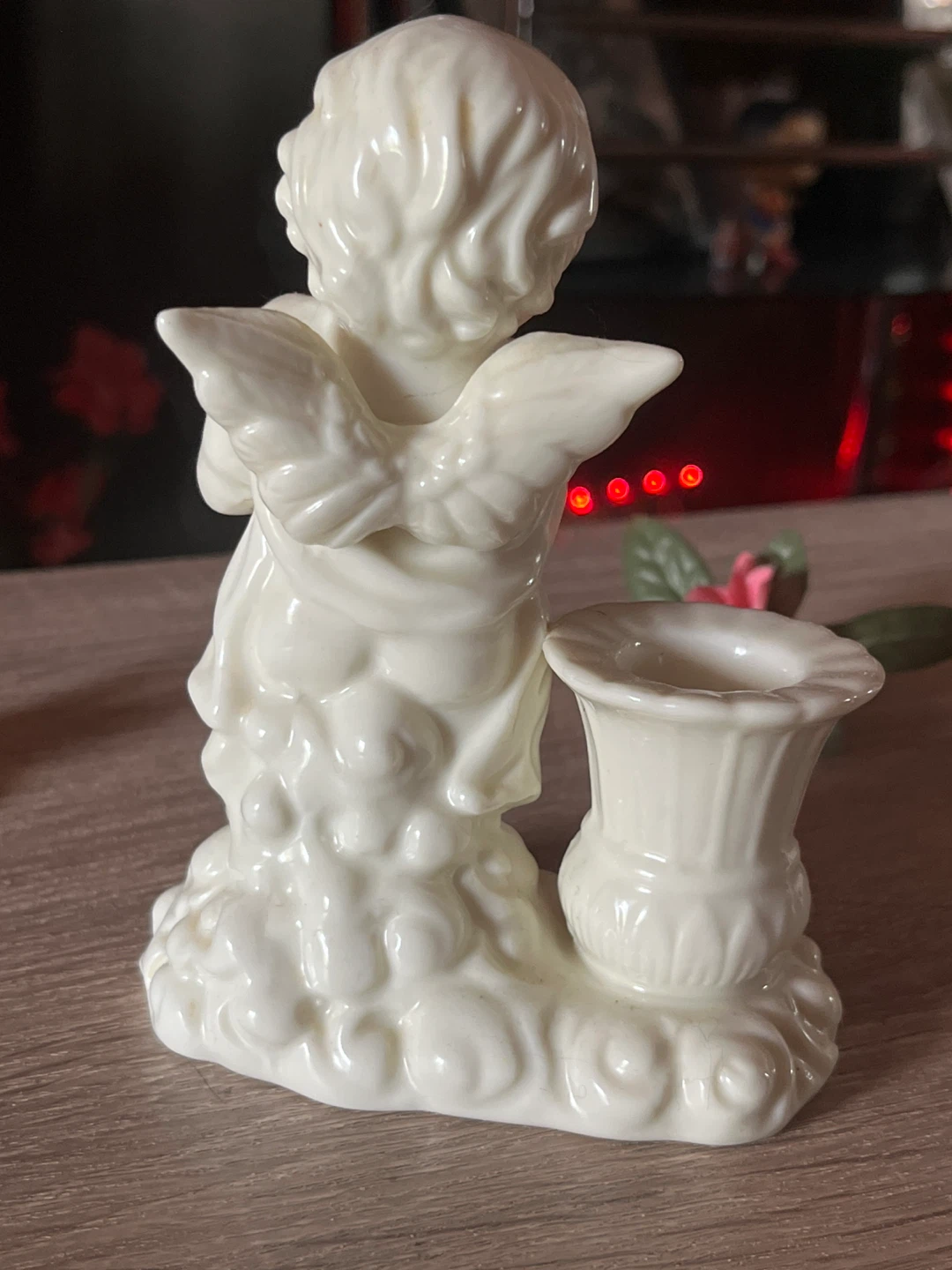 White Ceramic Cherub Candlestick Holder - photo 2