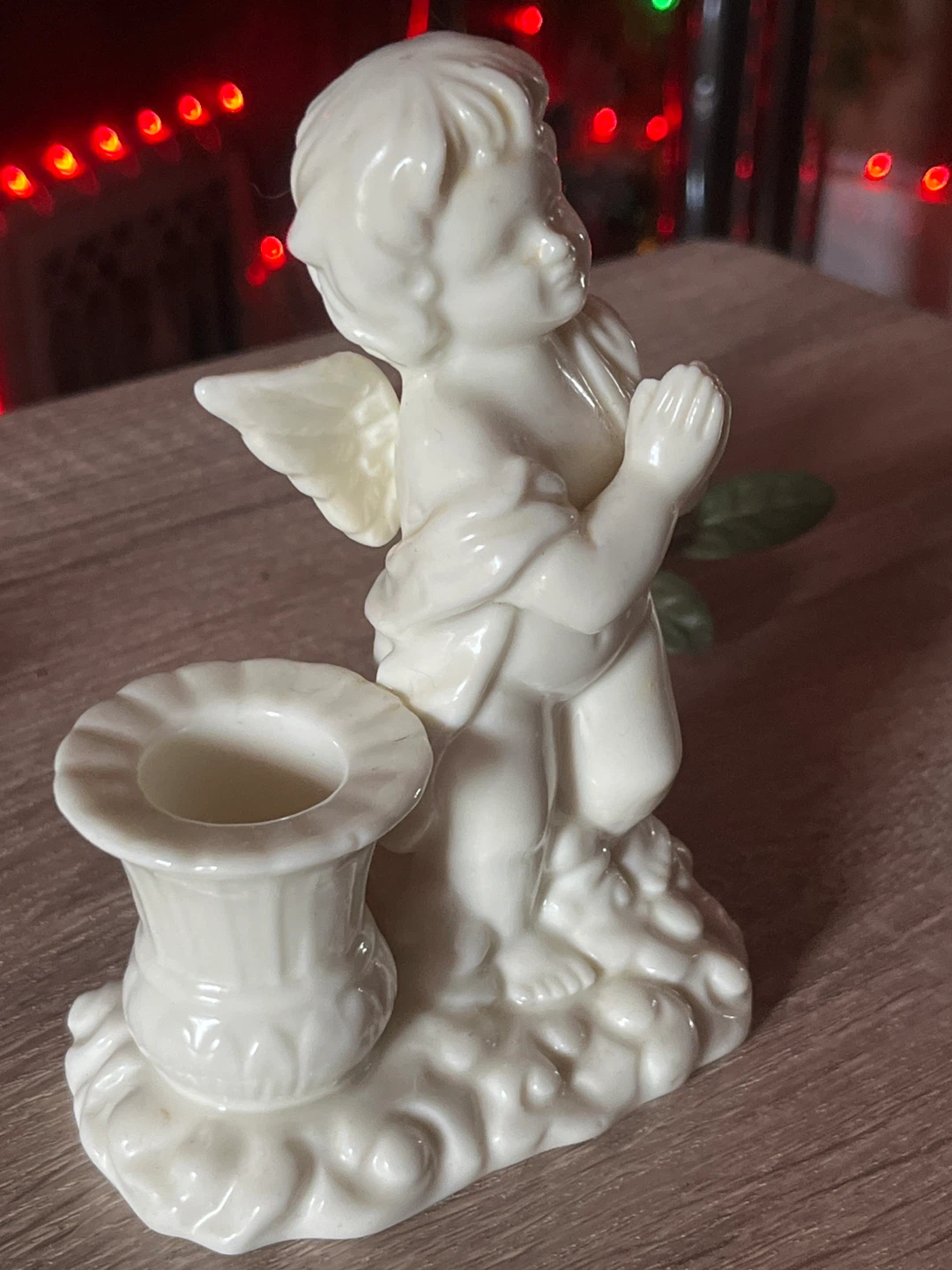 White Ceramic Cherub Candlestick Holder - photo 3