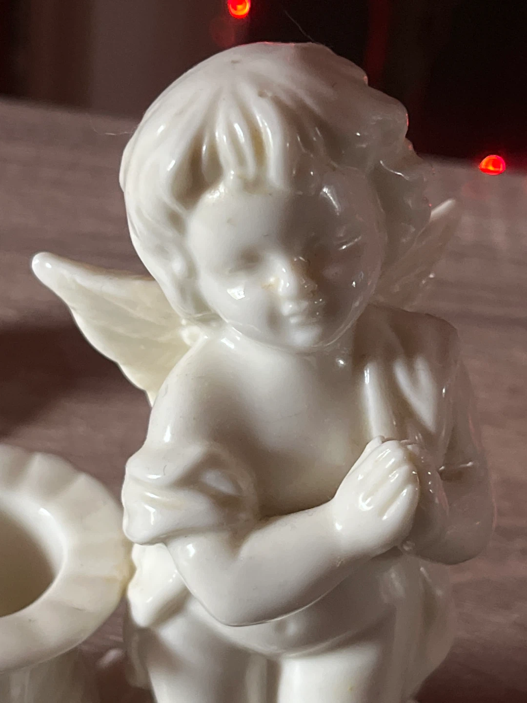 White Ceramic Cherub Candlestick Holder - photo 4