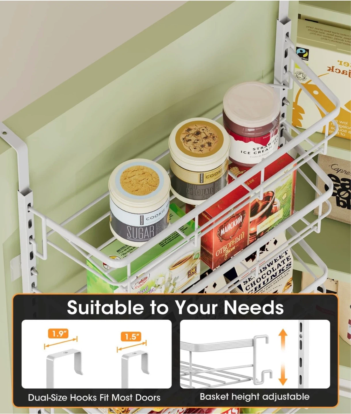 Asoibopi 8-Tier Adjustable Door Pantry Organizer with 8-Tier - photo 4