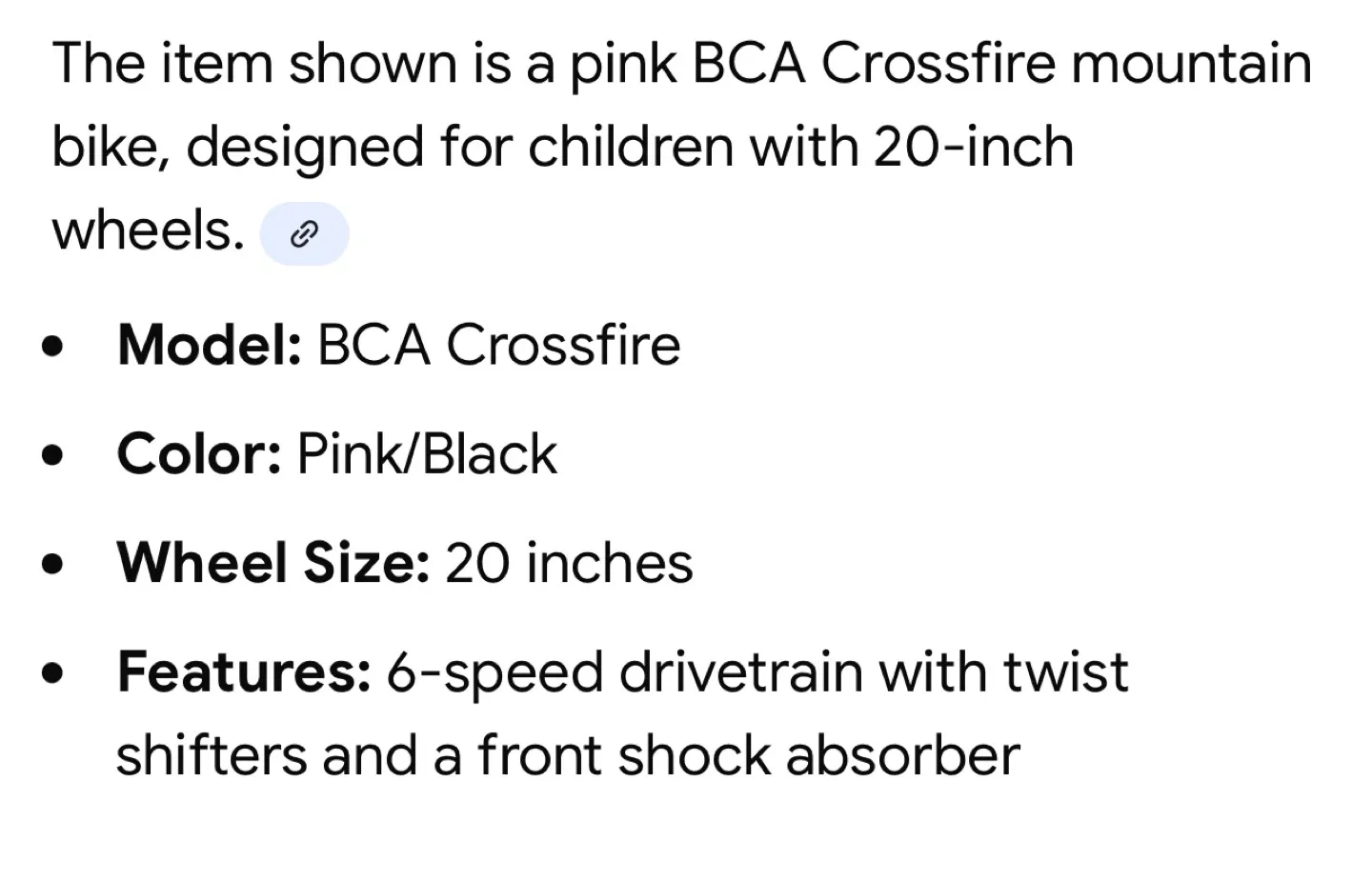 BCA Crossfire 20" 6-Speed Girl's Mountain Bike - photo 2