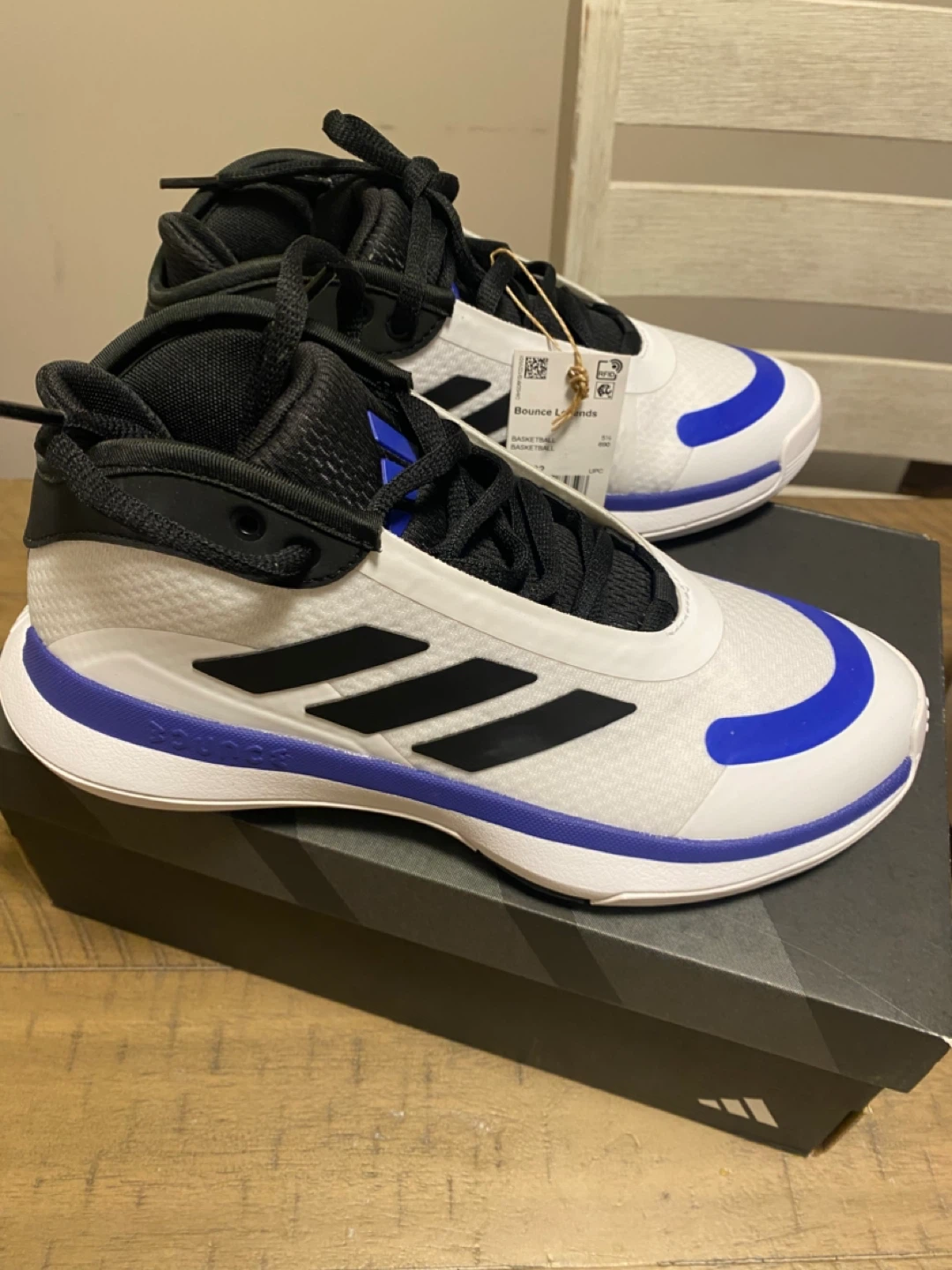 Adidas Bounce Legends Basketball Shoes - White/Blue - US Size 6