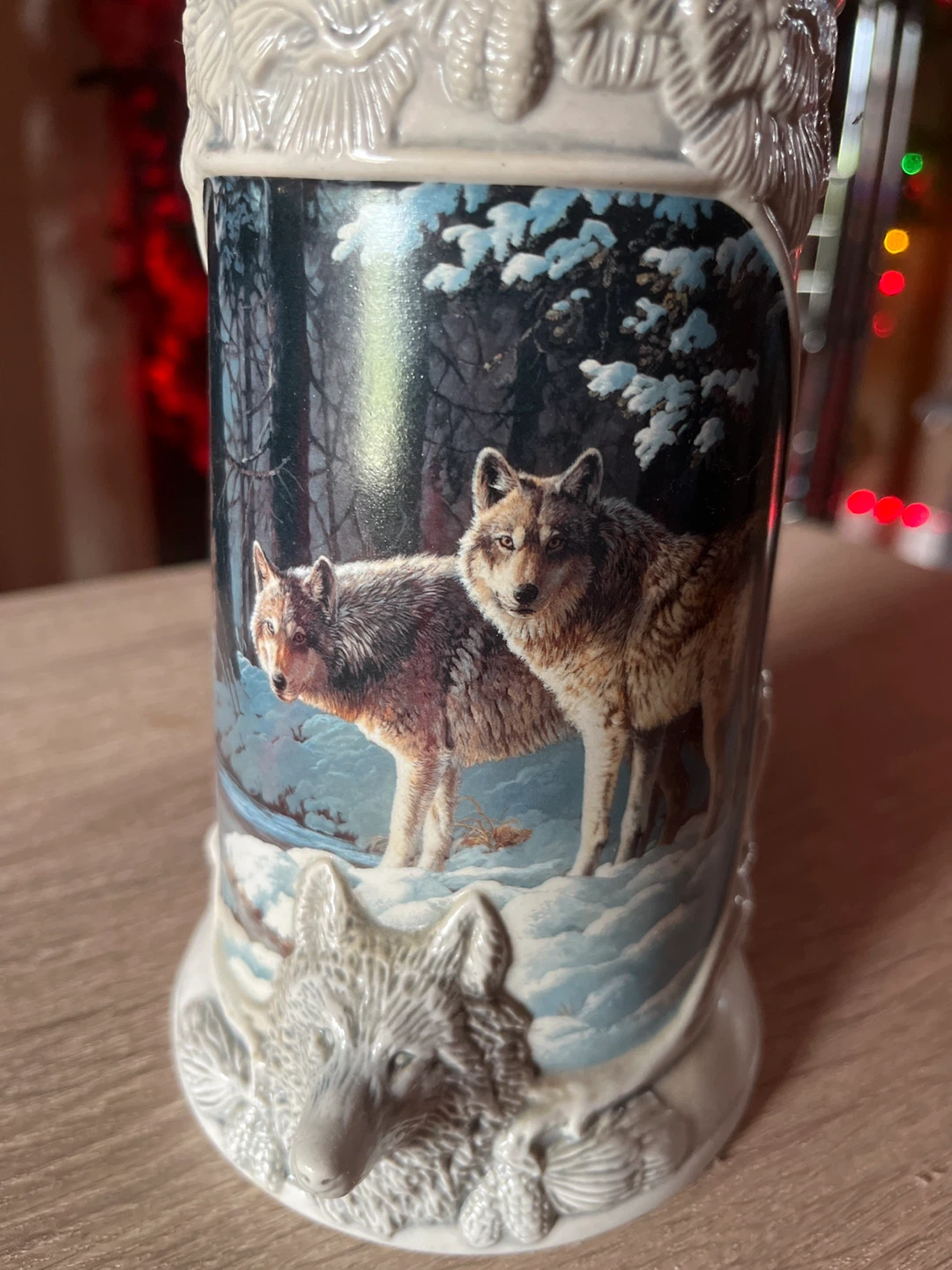Wolf Scene Ceramic Stein with Pewter Lid - photo 5
