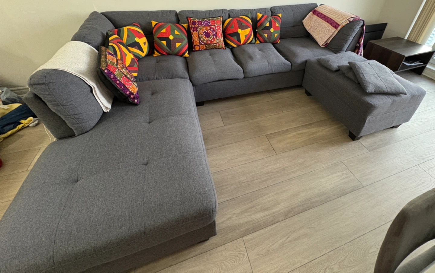 Grey Sectional 6 seater Sofa with Ottoman