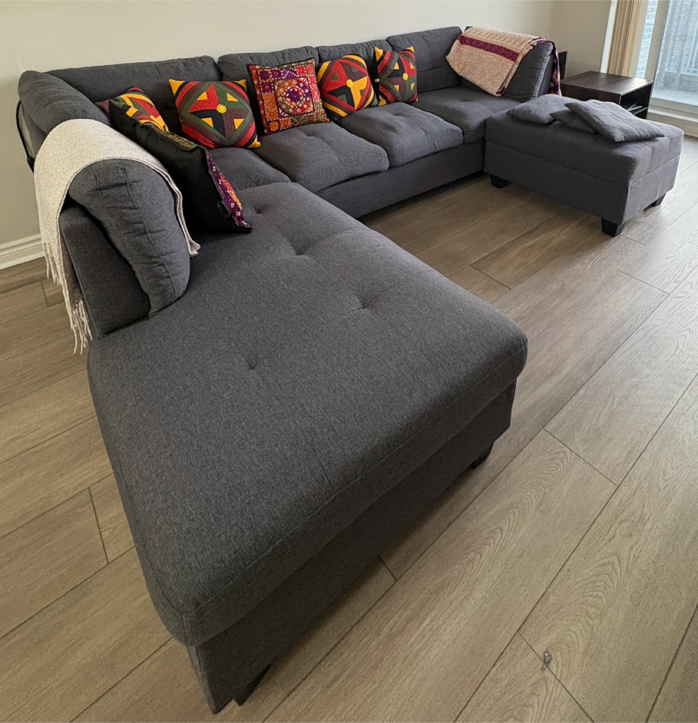 Grey Sectional 6 seater Sofa with Ottoman - photo 2