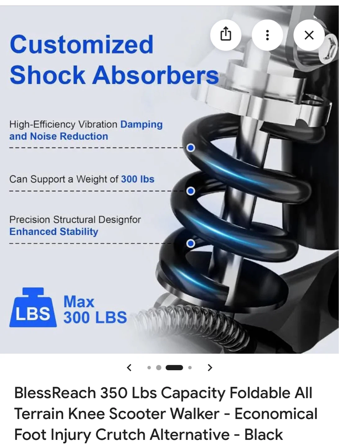 BlessReach 350 Lbs Capacity Foldable All Terrain Knee Scooter - photo 2